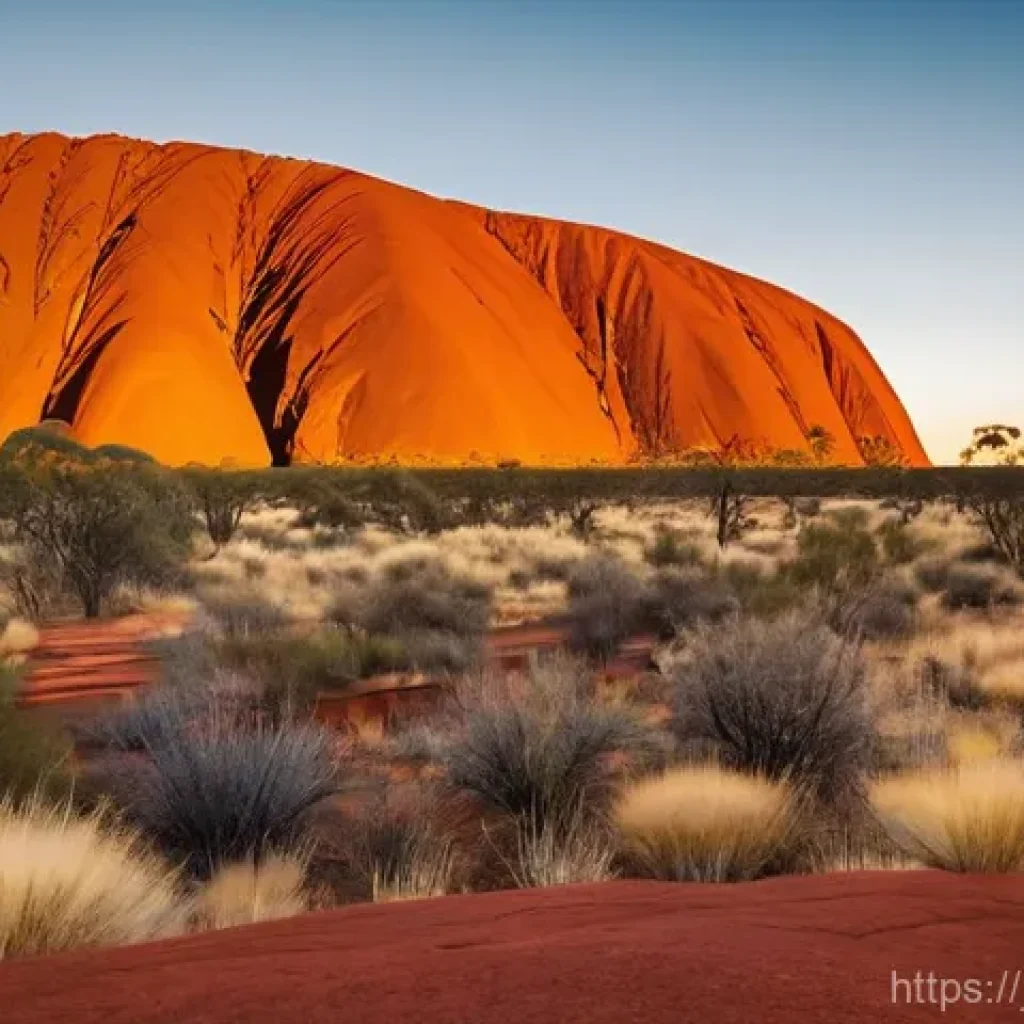 울룰루 에어즈 락 방문 시 주의사항 - **Prompt: Uluru Cultural Respect and Sacred Observation**
"A respectful female traveler, in her ...