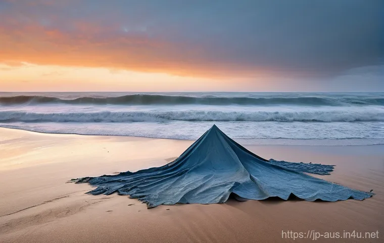 호주에서의 실종 사건과 미제 사건 - **Prompt:** A desolate Australian beach at dawn, shrouded in a subtle mist that adds to an air of my...