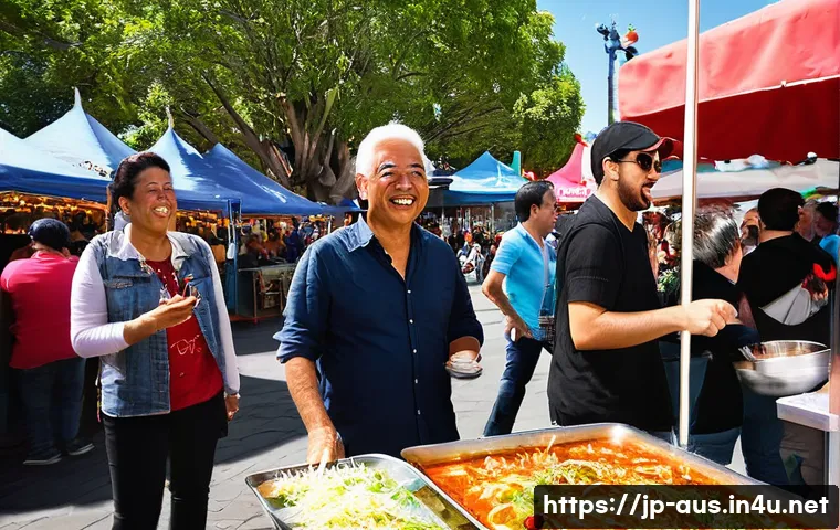 호주 내 다문화 사회와 언어 다양성 - **Prompt 1: A Bustling Multicultural Food Festival in Melbourne**
    A vibrant and sun-drenched str...